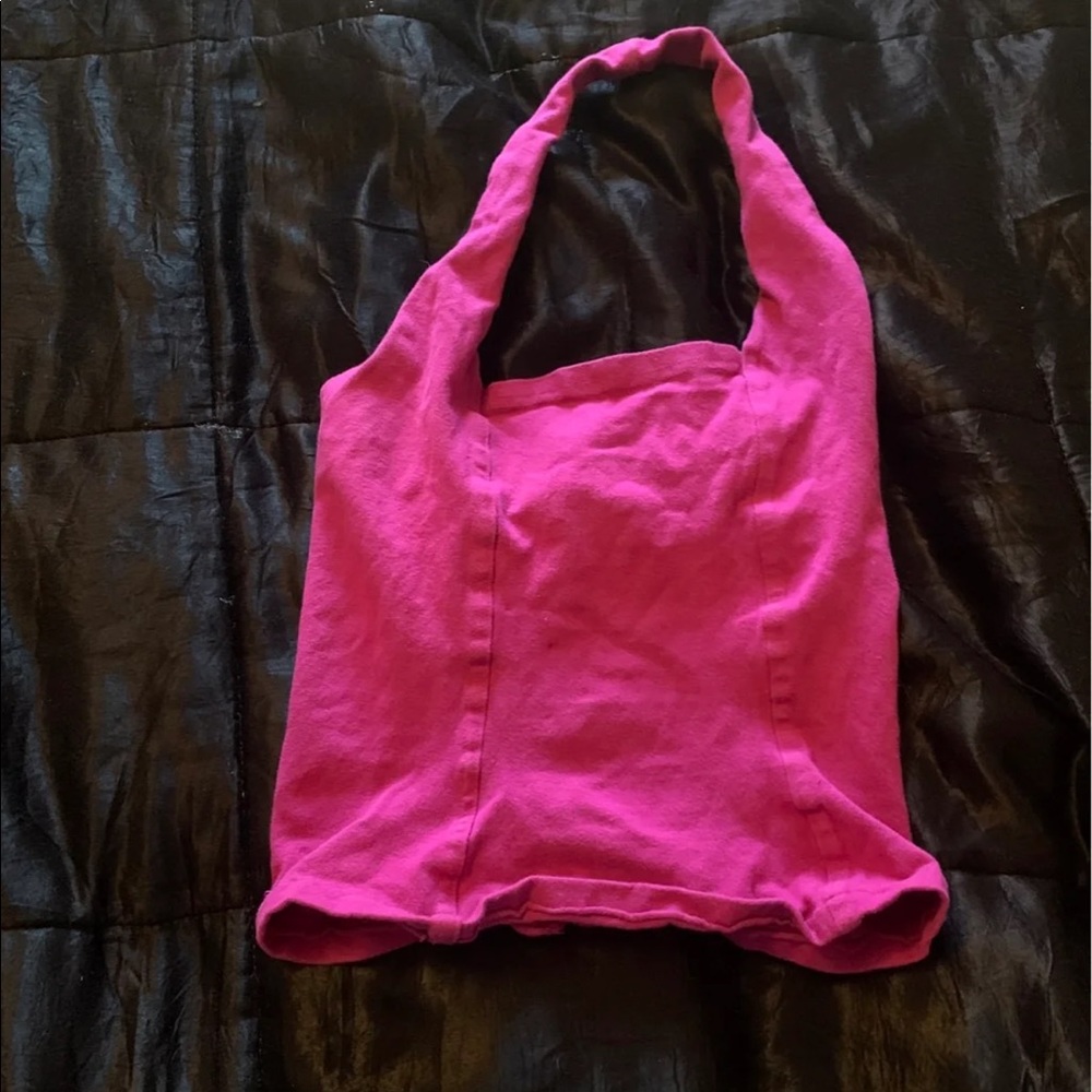 pink halter crop top